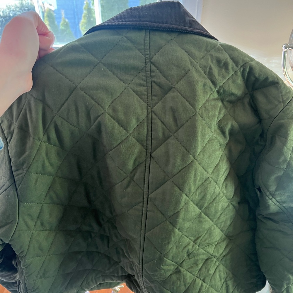 J. Crew Quilted Utility Jacket in Olive with Brown Corduroy Collar - Picture 4 of 4